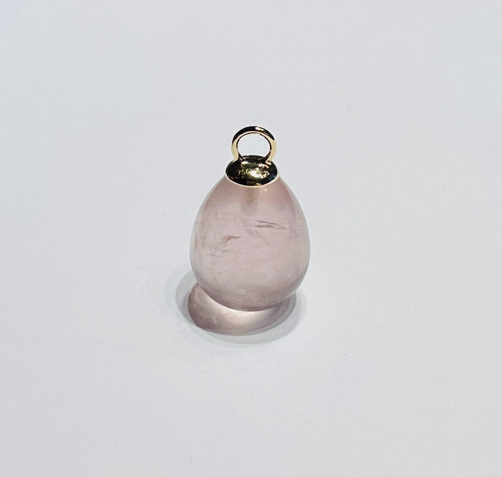 Atelier Beatrix Wlter Anhänger Rosenquarz-Tropfen in einer 750 Gold I 18 K Gold Anhänger-Kappe mit Öse