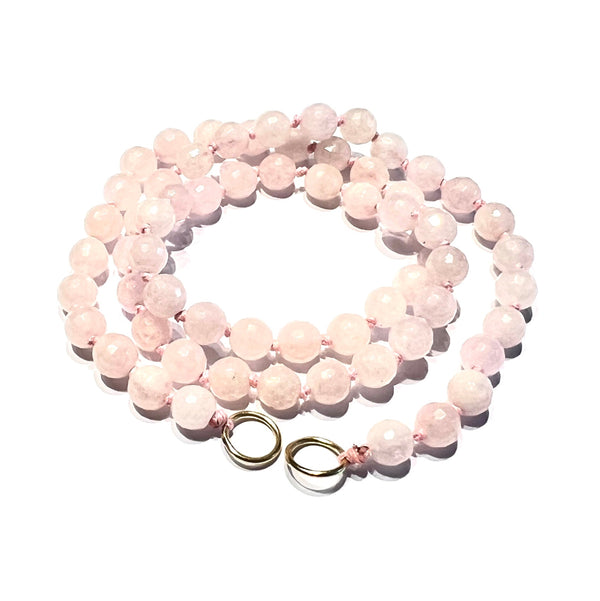 Wolter ANDENOPAL, rosa facettierte Kugeln Edelsteinkette 750 Gold