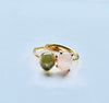 Wolter Ringe Prehnit Cabochon und Rosenquarz Cabochon 750 Gold l 18K Gold