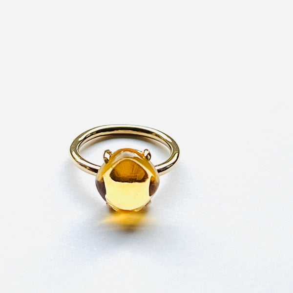 Wolter Ring Madeira Citrin Cobochon , Cushion 750 Gold l 18K Gold