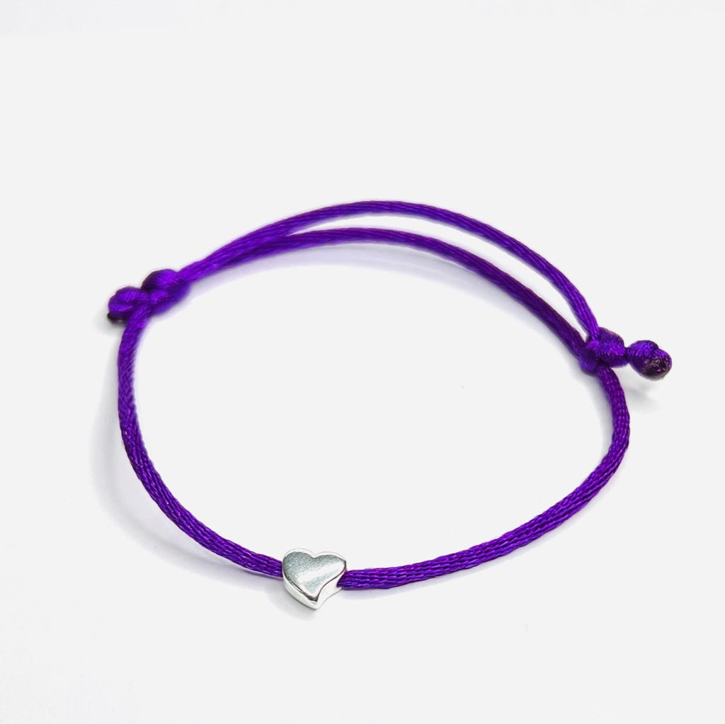 LOVE Bracelet 925 Silber auf amethystfarbenem Textilband