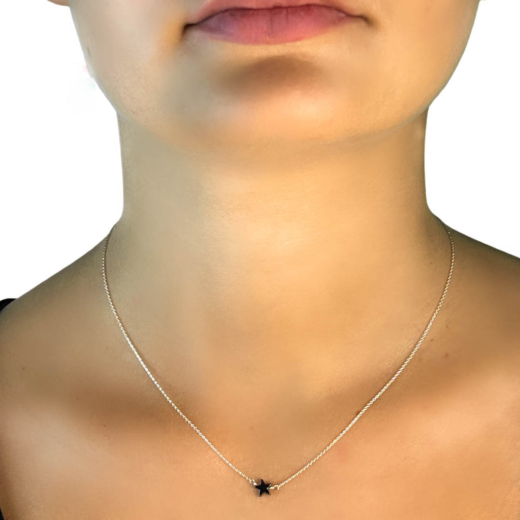 Wolter Collier TINY STAR 925 Silber mit schwarzem Hämatit Stern