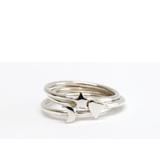 Wolter  Ring TINY HEART 925 Silber  in Kombination mit TINY MOON und TINY STAR