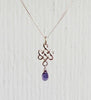 Wolter Collier Never Ending Love & Luck in 925 Silber mit einem facettierten Edelsteintropfen lila Amethyst,