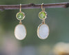 Wolter OHRRINGE 750 Gold l 18K Gold Green & Softly mit 2 fac. Peridots und 2 Mondstein Cabochons