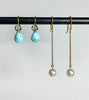 Wolter Ohrringe Turmalin & Larimar 750 Gold l 18K Gold mit  2 Turmalin Cabochons und  2 Larimar Tropfen (auf der Abbildung links)