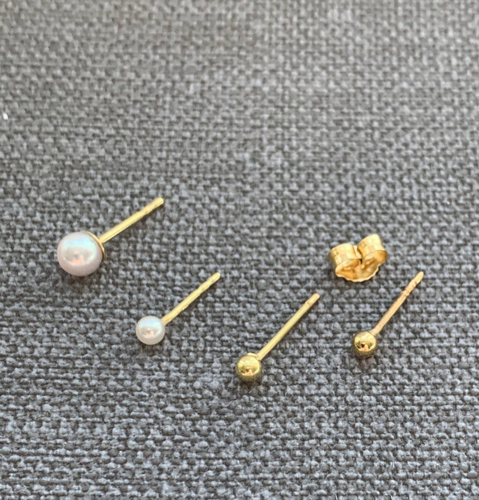 Wolter Tiny & Minimalist PEARL 5 750 Gold l 18K Gold, Vollperle 3 mm und 5 mm 