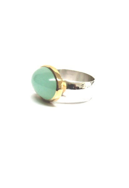 Wolter Ring Chrysoprase 925 Silber mit 750 Gold Fassung